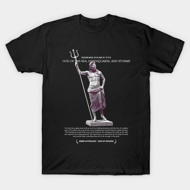 Poseidon, God of Sea, Earthquakes, and Storms Mono - Greek Myth #004 T-Shirt by Holy Rebellions